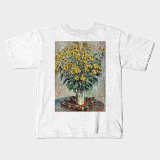 Jerusalem Artichoke Flowers by Claude Monet Kids T-Shirt